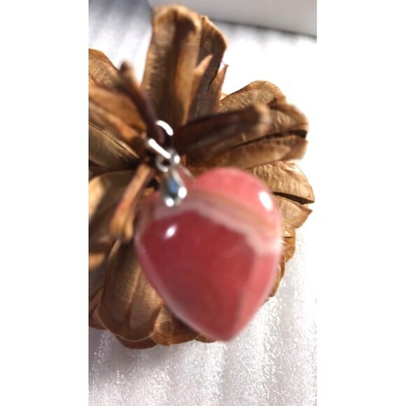 Beautiful Rhodochrosite Heart Pendant - Picture 2 of 5